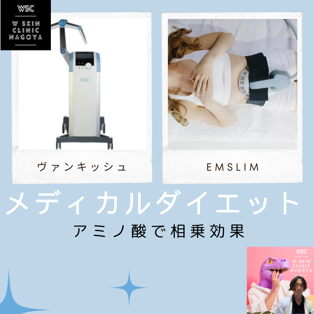 メディカルダイエット、ヴァンキッシュ+EMSLIM施術している期間、アミノ酸を接種することはダイエット効果をあげるか？名古屋の美容皮膚科医が解説